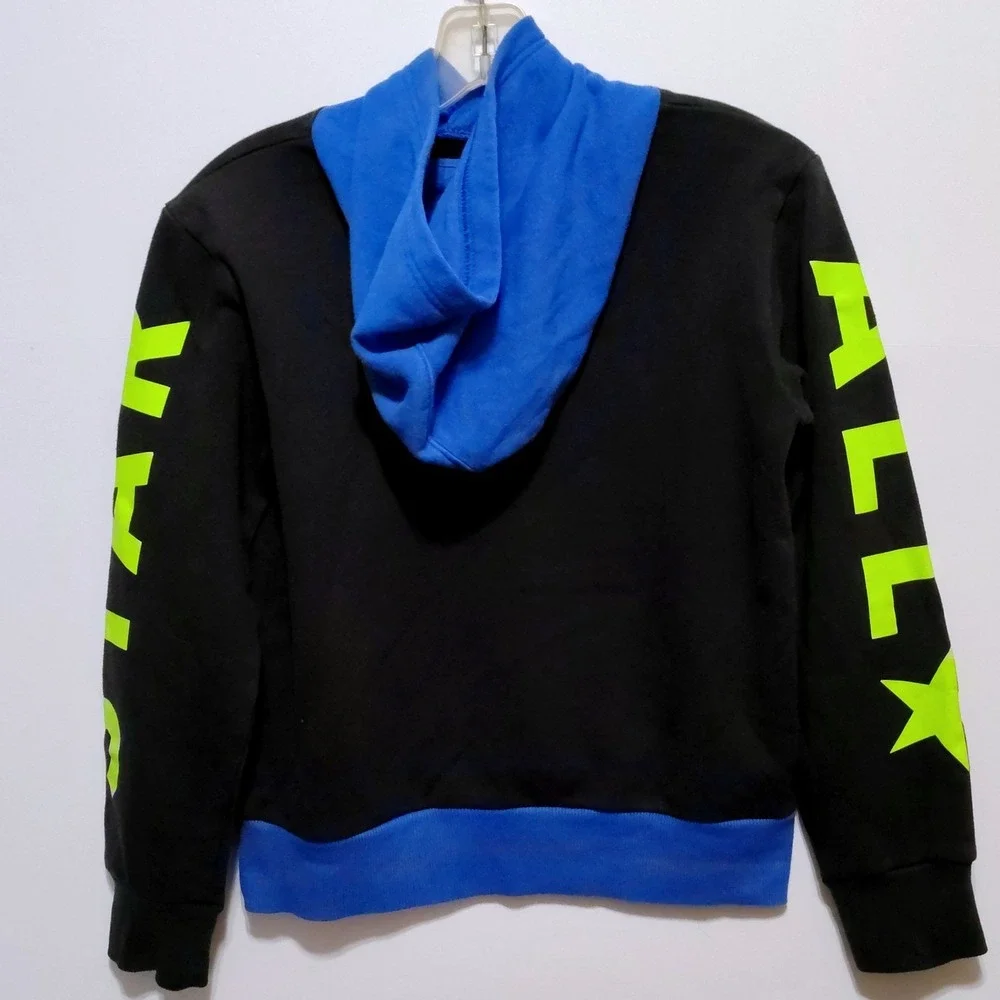Converse All Star Hoodie Kids Medium Black Neon Logo Pullover Sweatshirt 10-12‎